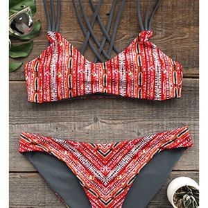 NWT! Red and Gray Reversible Bikini
